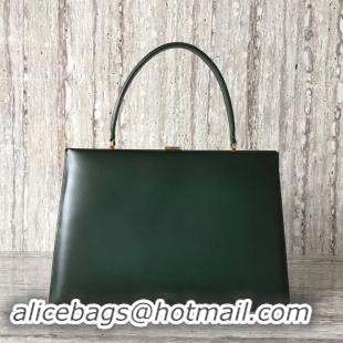 Discount CELINE MEDIUM CLASP HANDBAG IN BOX CALFSKIN WITH PATINA 180923 Blackish green