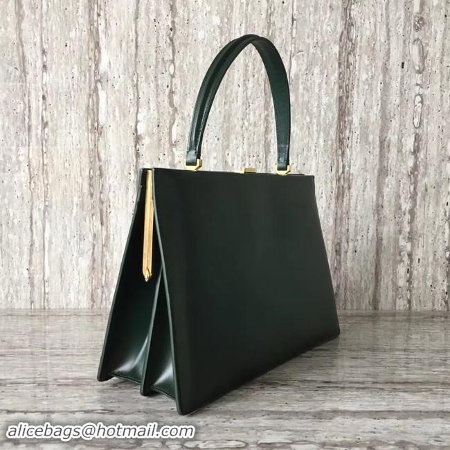 Discount CELINE MEDIUM CLASP HANDBAG IN BOX CALFSKIN WITH PATINA 180923 Blackish green