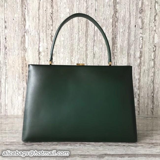 Discount CELINE MEDIUM CLASP HANDBAG IN BOX CALFSKIN WITH PATINA 180923 Blackish green