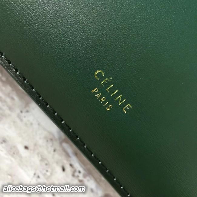 Discount CELINE MEDIUM CLASP HANDBAG IN BOX CALFSKIN WITH PATINA 180923 Blackish green