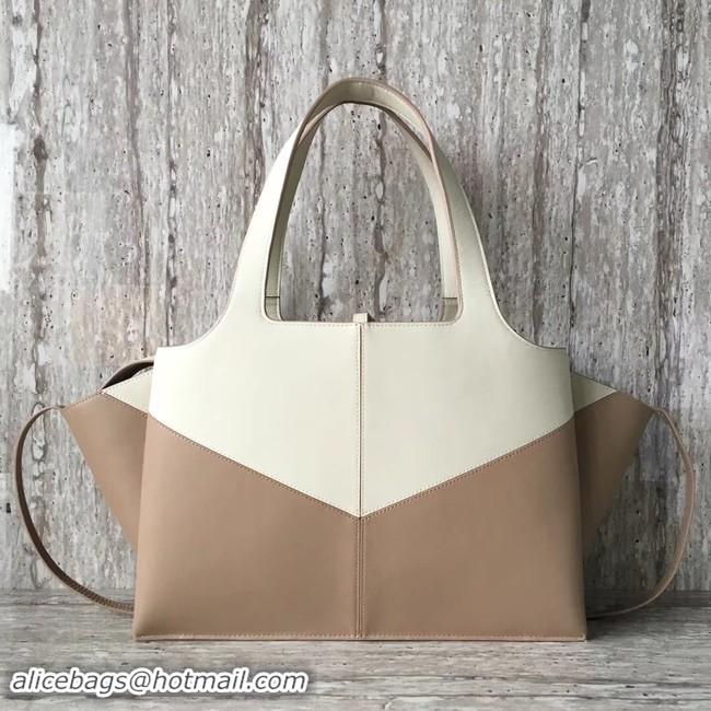 Discount Celine calf leather Tote Bag 43341 White&apricot