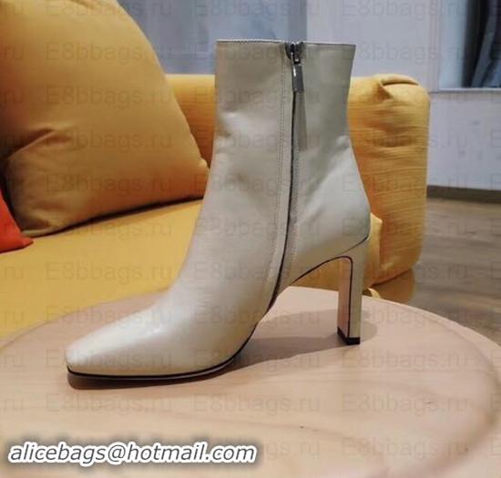 New Fashion Jimmy Choo Heel 6.5cm Minori Calf Leather Ankle Boots JC90722 Creamy with Gold