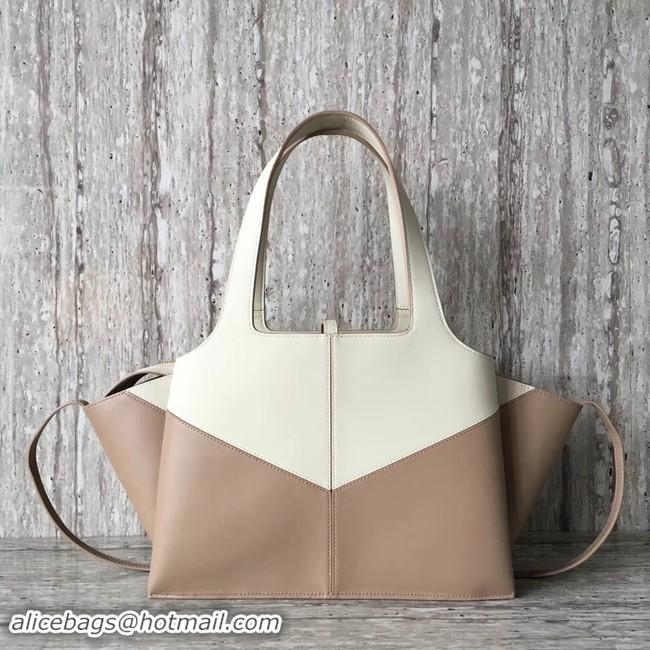 Luxury Celine calf leather Tote Bag 43342 White&apricot