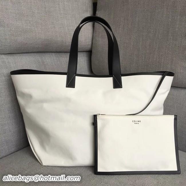 Good Quality CELINE MEDIUM MADE IN TOTE IN TEXTILE 83180 WHITE & BLACK