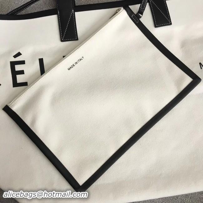 Good Quality CELINE MEDIUM MADE IN TOTE IN TEXTILE 83180 WHITE & BLACK