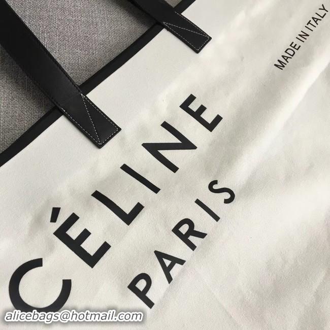 Good Quality CELINE MEDIUM MADE IN TOTE IN TEXTILE 83180 WHITE & BLACK