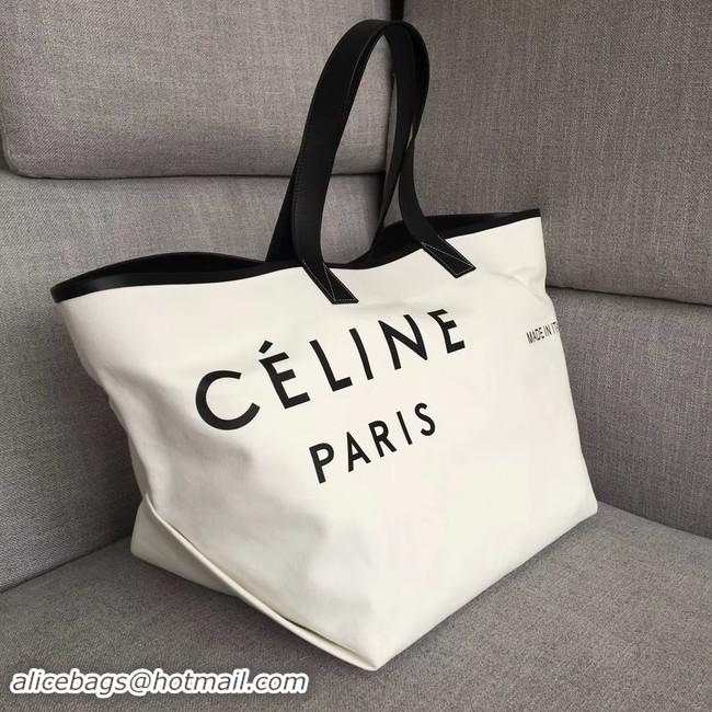 Good Quality CELINE MEDIUM MADE IN TOTE IN TEXTILE 83180 WHITE & BLACK