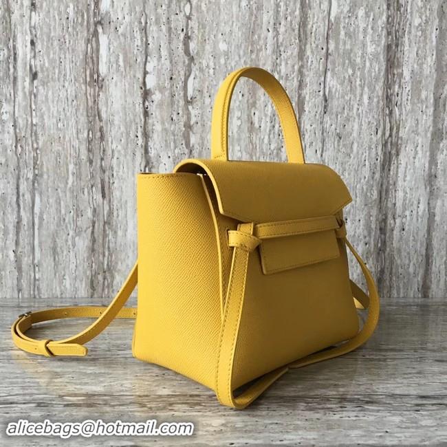 New Design Celine NANO BELT BAG IN GRAINED CALFSKIN 99970 yellow