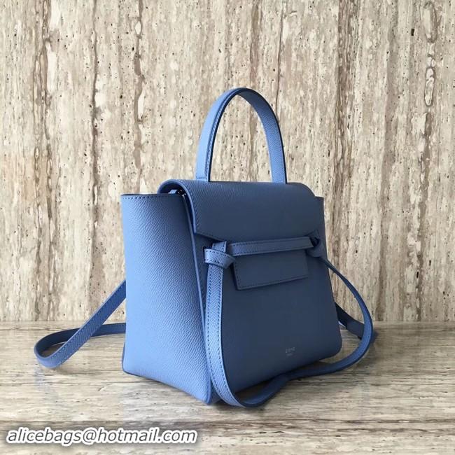 Discount Celine NANO BELT BAG IN GRAINED CALFSKIN 99970 sky blue