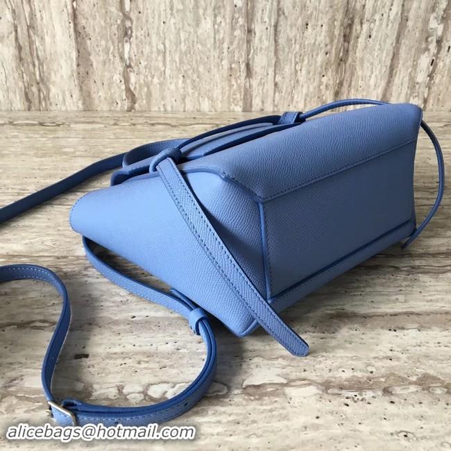 Discount Celine NANO BELT BAG IN GRAINED CALFSKIN 99970 sky blue