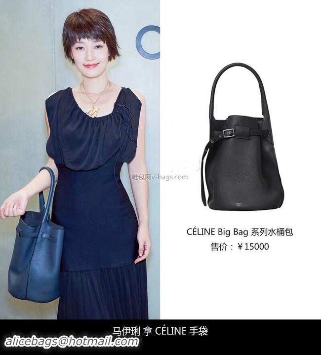 Luxurious CELINE BIG BAG BUCKET IN SUPPLE GRAINED CALFSKIN 55427 black