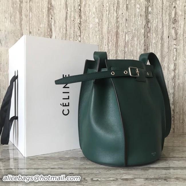 Luxury Discount CELINE BIG BAG BUCKET IN SUPPLE GRAINED CALFSKIN 55428 green