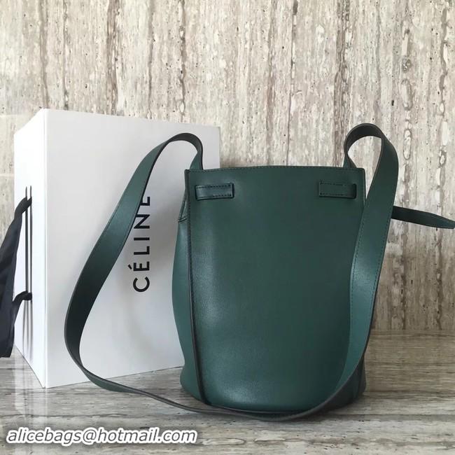 Luxury Discount CELINE BIG BAG BUCKET IN SUPPLE GRAINED CALFSKIN 55428 green