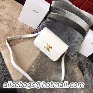 Fashion CELINE MEDIUM TRIOMPHE BAG IN SHINY CALFSKIN CL87363 WHITE