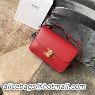 Popular CELINE MEDIUM TRIOMPHE BAG IN SHINY CALFSKIN CL87363 RED