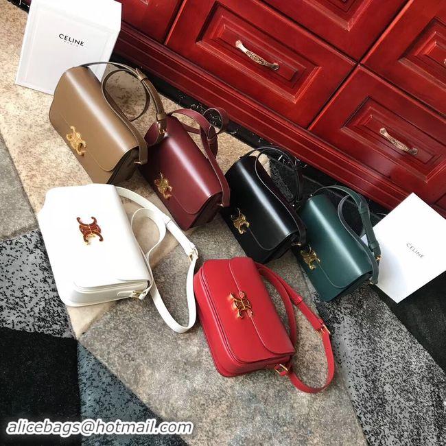 Popular CELINE MEDIUM TRIOMPHE BAG IN SHINY CALFSKIN CL87363 RED