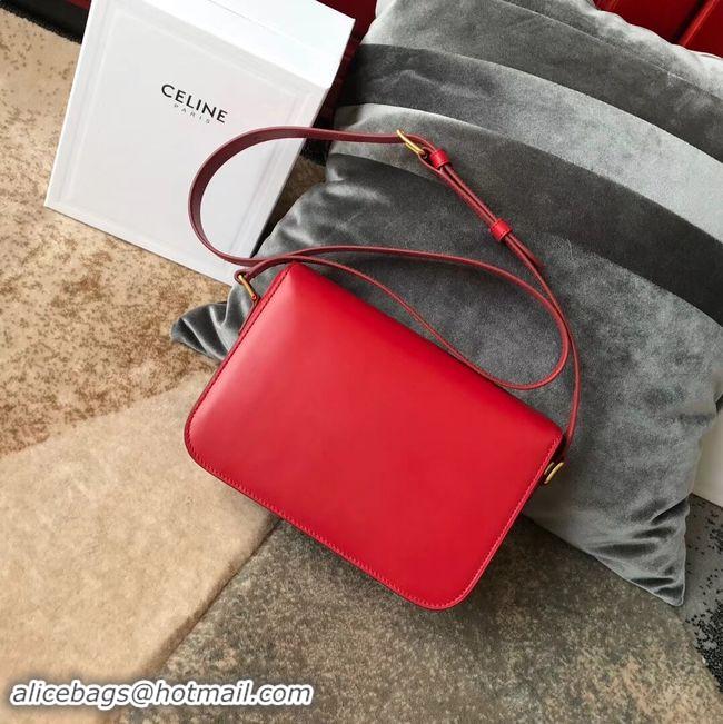 Popular CELINE MEDIUM TRIOMPHE BAG IN SHINY CALFSKIN CL87363 RED