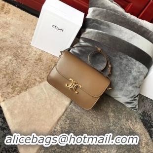 Durable CELINE MEDIUM TRIOMPHE BAG IN SHINY CALFSKIN CL87363 Camel