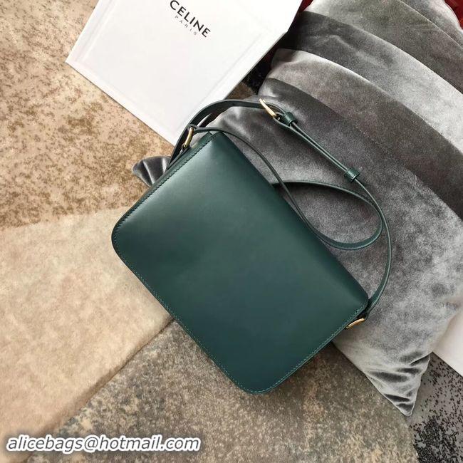 Classic Specials CELINE MEDIUM TRIOMPHE BAG IN SHINY CALFSKIN CL87363 GREEN