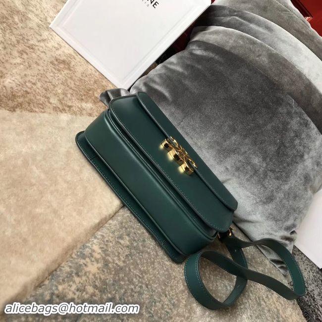 Classic Specials CELINE MEDIUM TRIOMPHE BAG IN SHINY CALFSKIN CL87363 GREEN