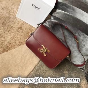 Expensive CELINE MEDIUM TRIOMPHE BAG IN SHINY CALFSKIN CL87363 LIGHT BURGUNDY