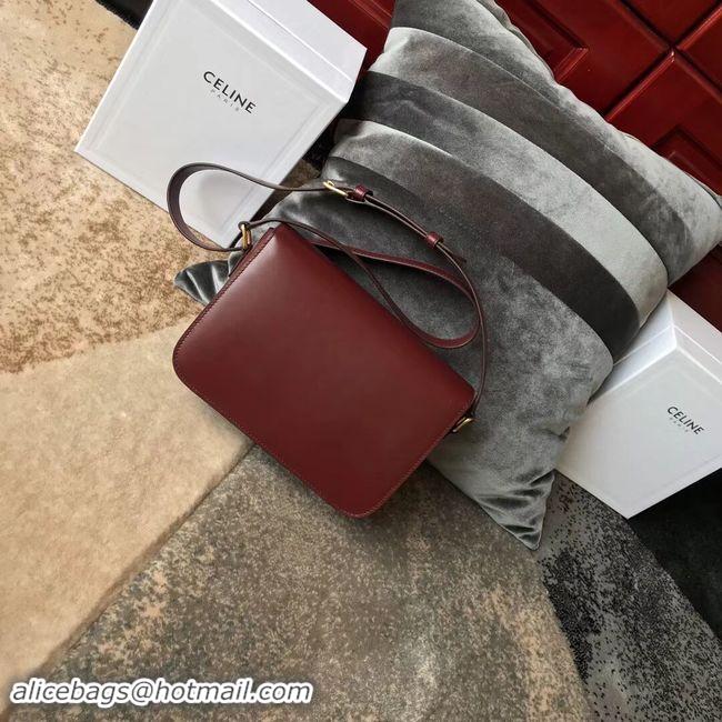 Expensive CELINE MEDIUM TRIOMPHE BAG IN SHINY CALFSKIN CL87363 LIGHT BURGUNDY