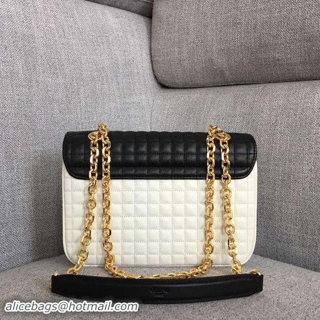 Duplicate CELINE MEDIUM C BAG IN BICOLOUR QUILTED CALFSKIN CL87253 white&black