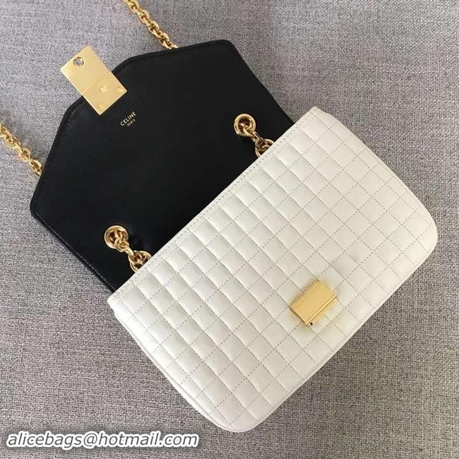 Duplicate CELINE MEDIUM C BAG IN BICOLOUR QUILTED CALFSKIN CL87253 white&black