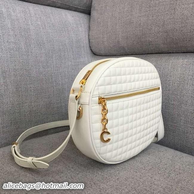 Sumptuous CELINE CROSS BODY MEDIUM C CHARM BAG IN QUILTED CALFSKIN 188353 white