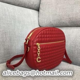 Classic CELINE CROSS BODY MEDIUM C CHARM BAG IN QUILTED CALFSKIN 188353 red