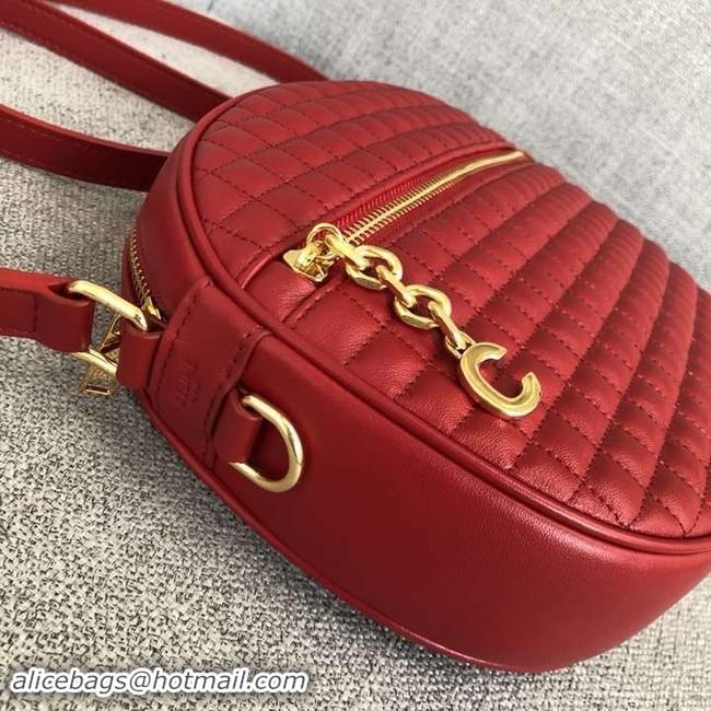 Classic CELINE CROSS BODY MEDIUM C CHARM BAG IN QUILTED CALFSKIN 188353 red