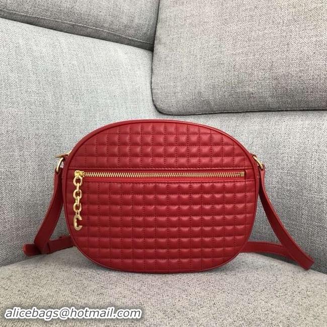 Classic CELINE CROSS BODY MEDIUM C CHARM BAG IN QUILTED CALFSKIN 188353 red