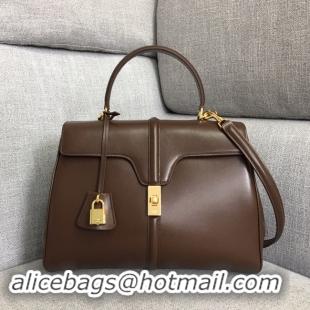 New Arrivals CELINE MEDIUM 16 BAG IN SATINATED CALFSKIN 187373 BROWN