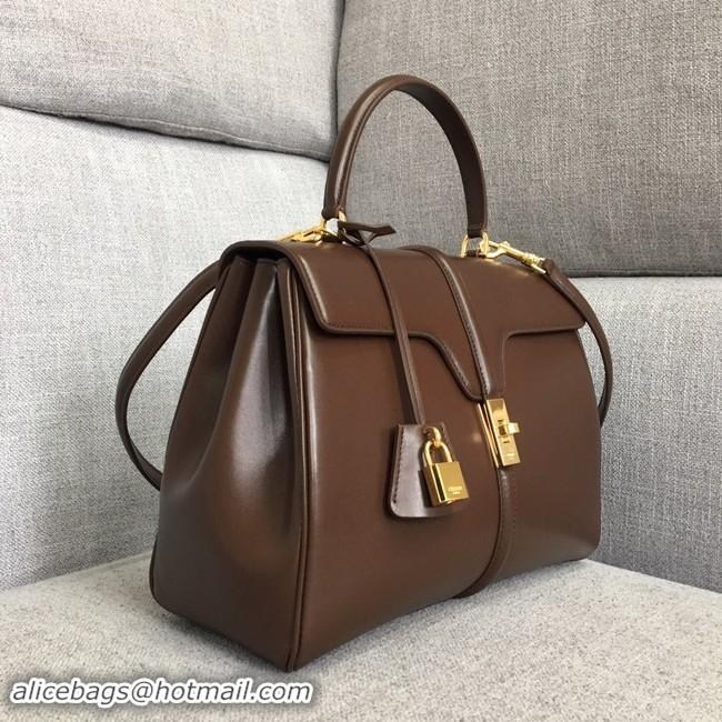 New Arrivals CELINE MEDIUM 16 BAG IN SATINATED CALFSKIN 187373 BROWN