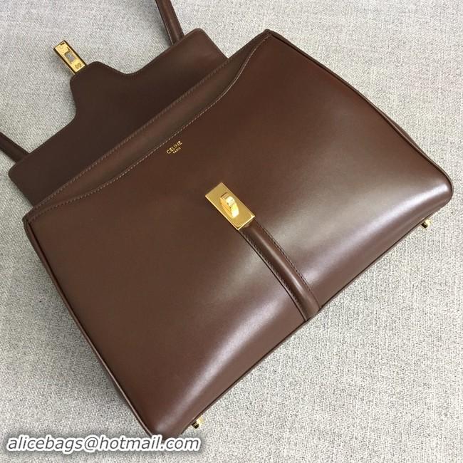 New Arrivals CELINE MEDIUM 16 BAG IN SATINATED CALFSKIN 187373 BROWN