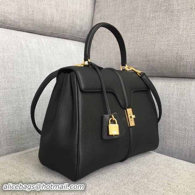 Newest Fashion CELINE MEDIUM 16 BAG IN SATINATED CALFSKIN 187373 BLACK