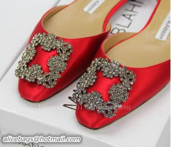 Affordable Price Manolo Blahnik Ballerina Satin Canvas MB099 Red