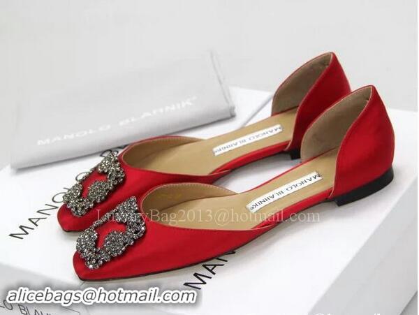 Affordable Price Manolo Blahnik Ballerina Satin Canvas MB099 Red