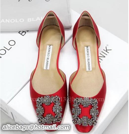 Affordable Price Manolo Blahnik Ballerina Satin Canvas MB099 Red