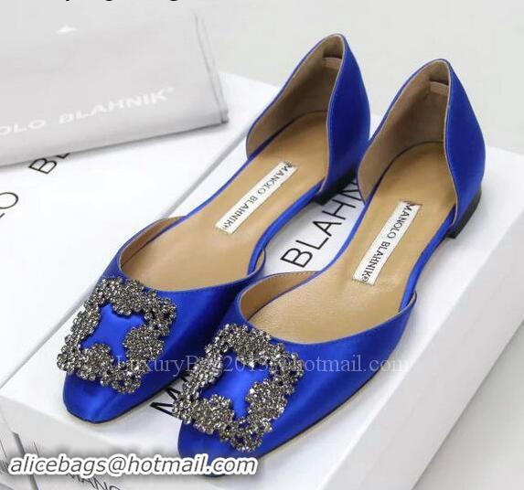 Reasonable Price Manolo Blahnik Ballerina Satin Canvas MB099 Blue