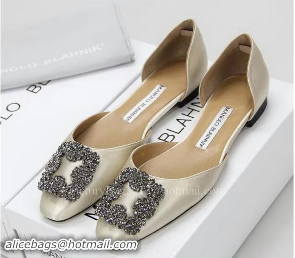 Best Price Manolo Blahnik Ballerina Satin Canvas MB099 Apricot