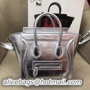 Discount CELINE MICRO LUGGAGE HANDBAG IN LAMINATED LAMBSKIN 189793 SILVER