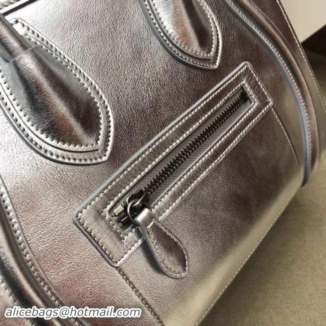 Discount CELINE MICRO LUGGAGE HANDBAG IN LAMINATED LAMBSKIN 189793 SILVER