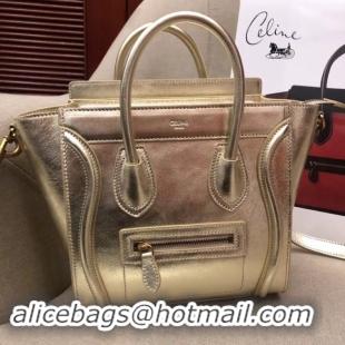 Discount CELINE MICRO LUGGAGE HANDBAG IN LAMINATED LAMBSKIN 189793 GOLD