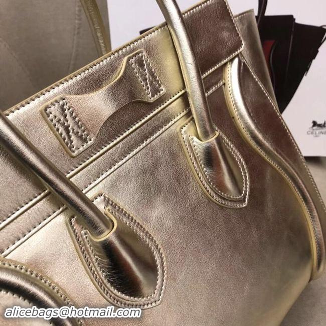 Discount CELINE MICRO LUGGAGE HANDBAG IN LAMINATED LAMBSKIN 189793 GOLD