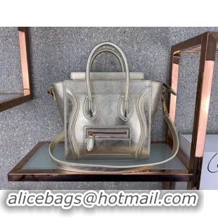 Grade CELINE NANO LUGGAGE BAG IN LAMINATED LAMBSKIN 189243 GOLD