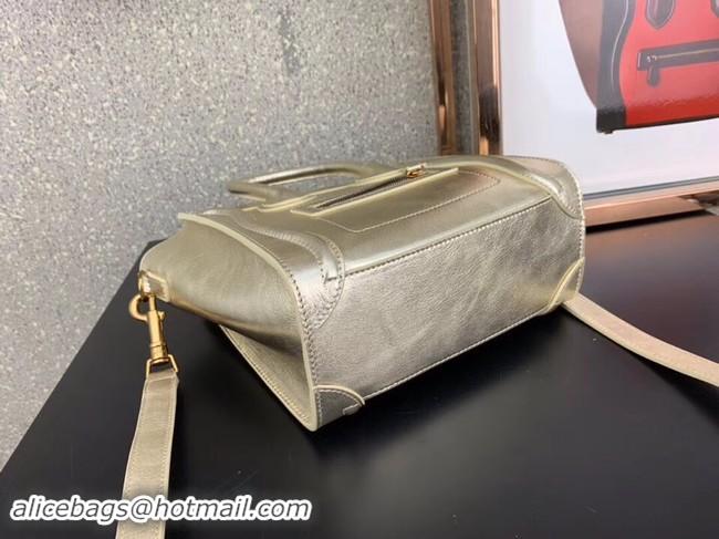 Grade CELINE NANO LUGGAGE BAG IN LAMINATED LAMBSKIN 189243 GOLD