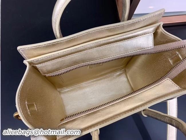 Grade CELINE NANO LUGGAGE BAG IN LAMINATED LAMBSKIN 189243 GOLD