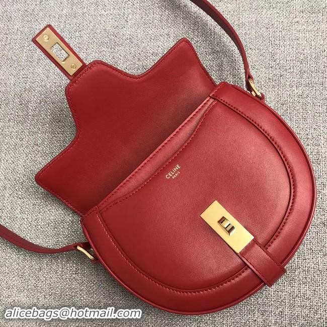 Luxury CELINE SMALL BESACE 16 BAG IN SATINATED CALFSKIN CROSS BODY 188013 RED