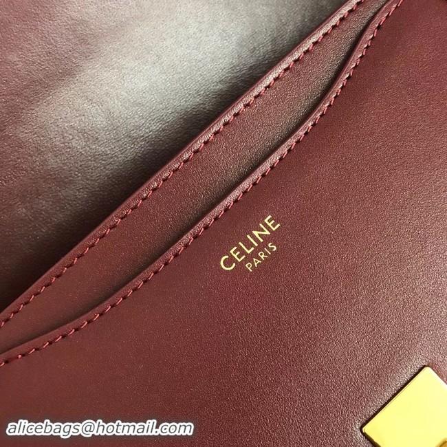 Original Cheap CELINE SMALL BESACE 16 BAG IN SATINATED CALFSKIN CROSS BODY 188013 BURGUNDY